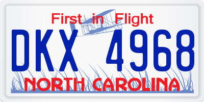 NC license plate DKX4968