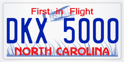 NC license plate DKX5000