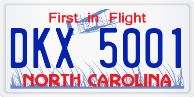 NC license plate DKX5001