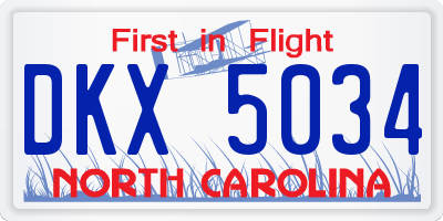 NC license plate DKX5034