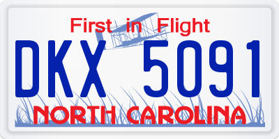 NC license plate DKX5091
