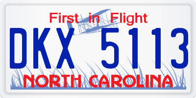 NC license plate DKX5113
