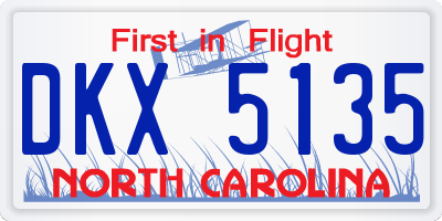 NC license plate DKX5135