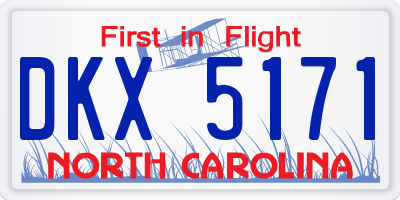 NC license plate DKX5171