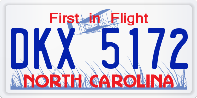 NC license plate DKX5172