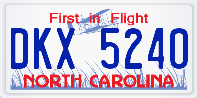 NC license plate DKX5240