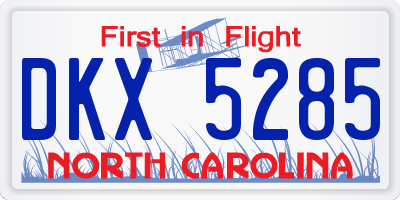NC license plate DKX5285