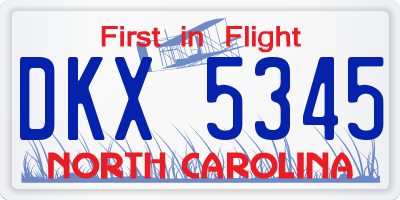 NC license plate DKX5345
