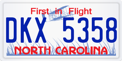 NC license plate DKX5358