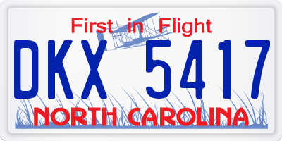 NC license plate DKX5417