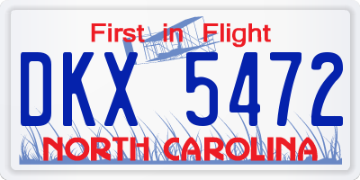 NC license plate DKX5472