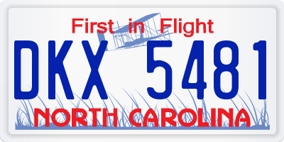 NC license plate DKX5481
