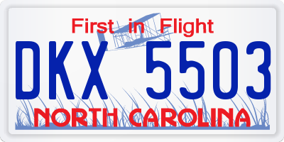 NC license plate DKX5503
