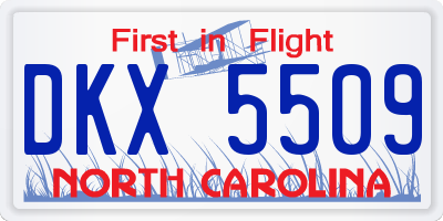 NC license plate DKX5509