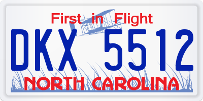 NC license plate DKX5512