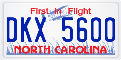 NC license plate DKX5600