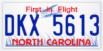 NC license plate DKX5613