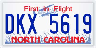 NC license plate DKX5619