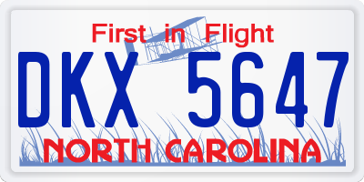 NC license plate DKX5647