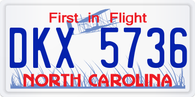 NC license plate DKX5736