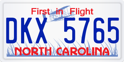 NC license plate DKX5765