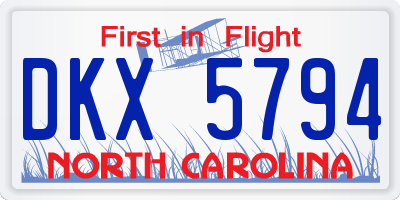 NC license plate DKX5794