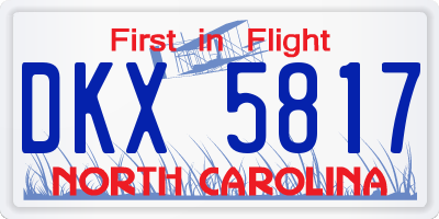 NC license plate DKX5817
