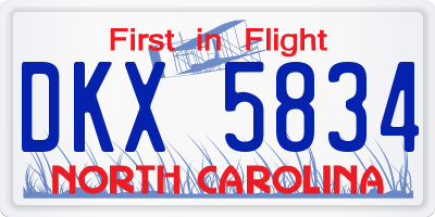 NC license plate DKX5834