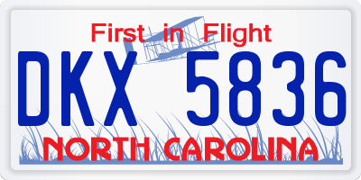 NC license plate DKX5836