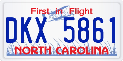 NC license plate DKX5861
