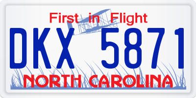 NC license plate DKX5871