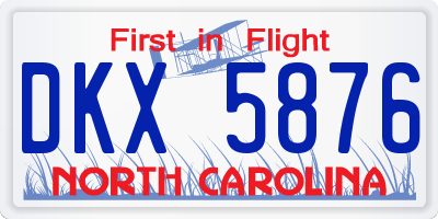 NC license plate DKX5876