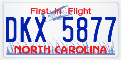 NC license plate DKX5877