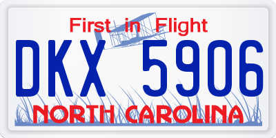 NC license plate DKX5906