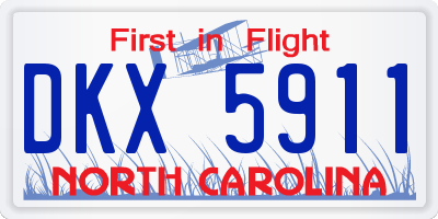 NC license plate DKX5911