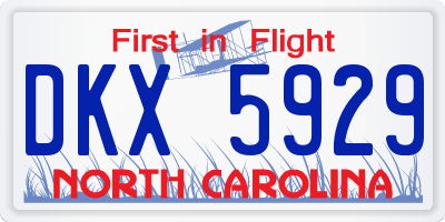 NC license plate DKX5929