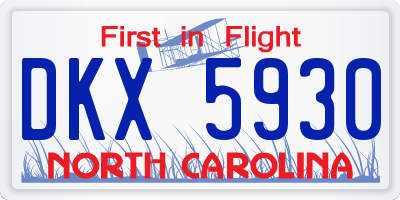 NC license plate DKX5930