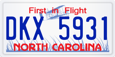 NC license plate DKX5931