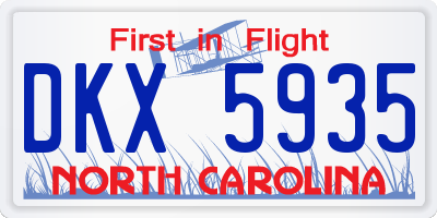 NC license plate DKX5935