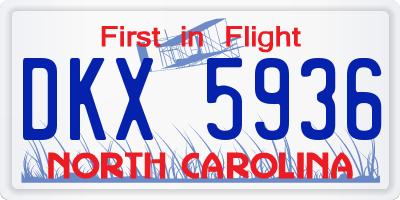 NC license plate DKX5936