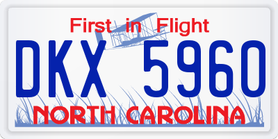 NC license plate DKX5960