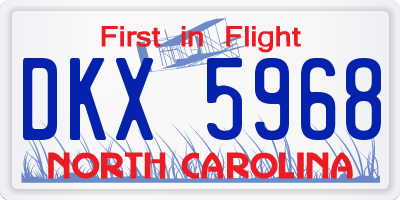 NC license plate DKX5968