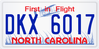 NC license plate DKX6017