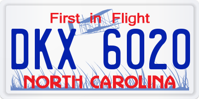NC license plate DKX6020