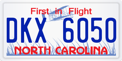NC license plate DKX6050