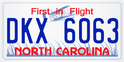 NC license plate DKX6063