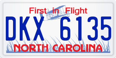 NC license plate DKX6135