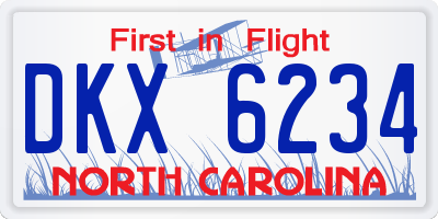 NC license plate DKX6234