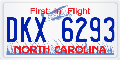 NC license plate DKX6293