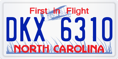 NC license plate DKX6310